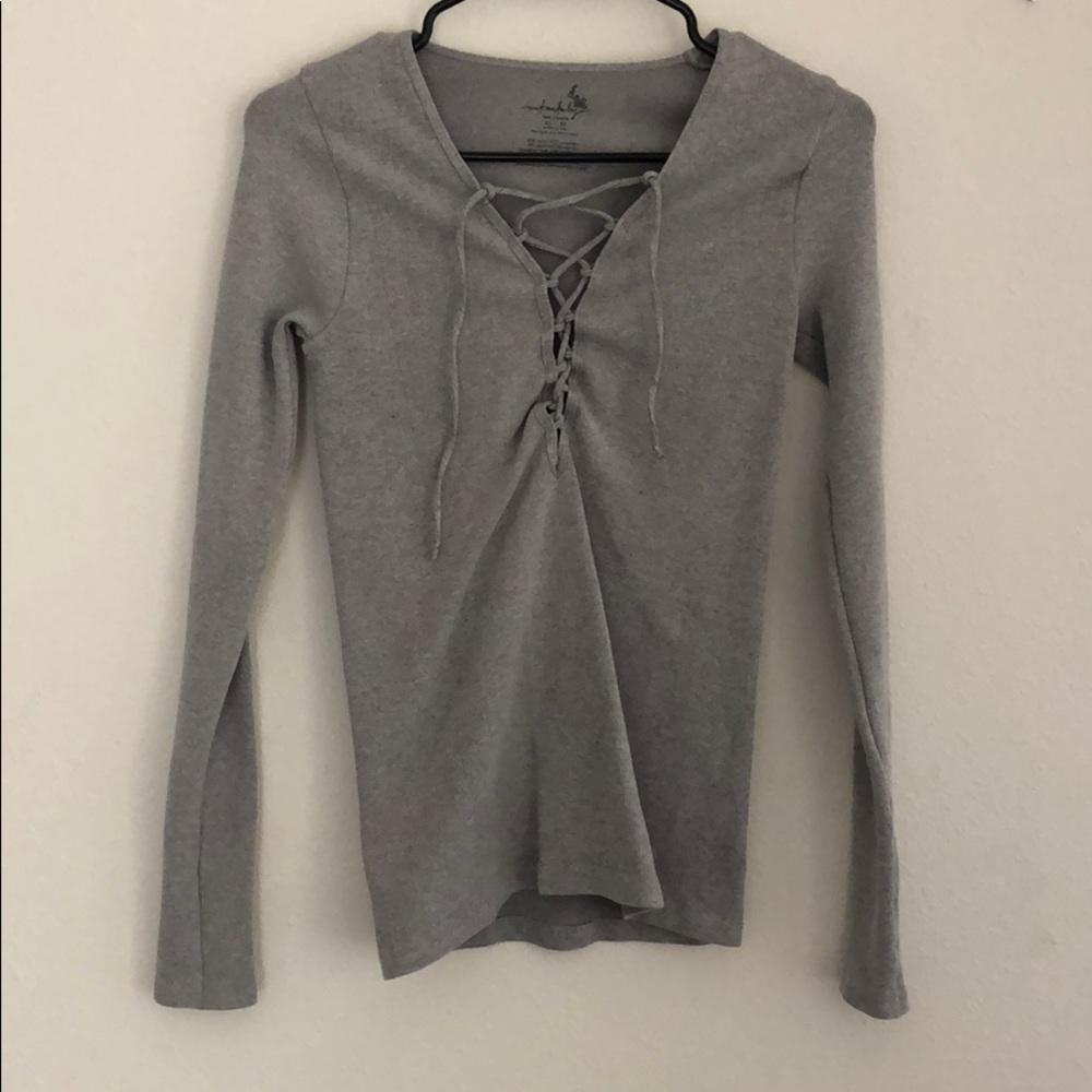 Free people intimately LS with lace up detailing
